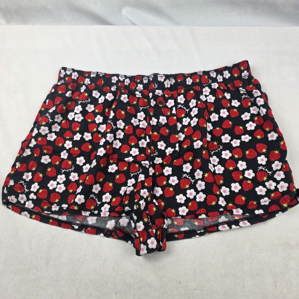 Victoria's Secret Pink Strawberry And Floral Sleep Boxer Shorts Size Lg